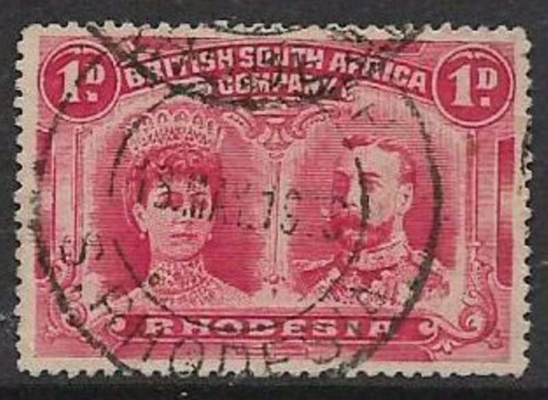 S.Rhodesia / B.S.A.Co., 1913, double head, 1d, perf 15, used