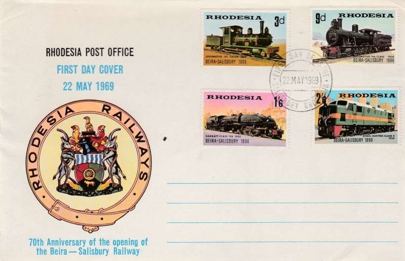 Rhodesia, First Day Cover, 70th Anniversary Salisbury - Beira Railway 22 May 1969