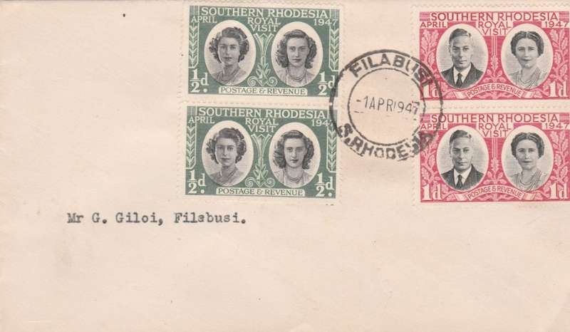 Rhodesia, First Day Cover, Royal Visit, FILABUSI 1 APR 1947