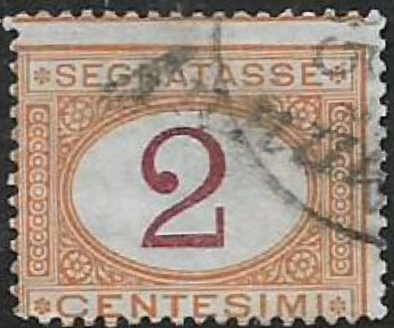 Italy, 1870, 2 cents, purple & orange, Postage Due, used