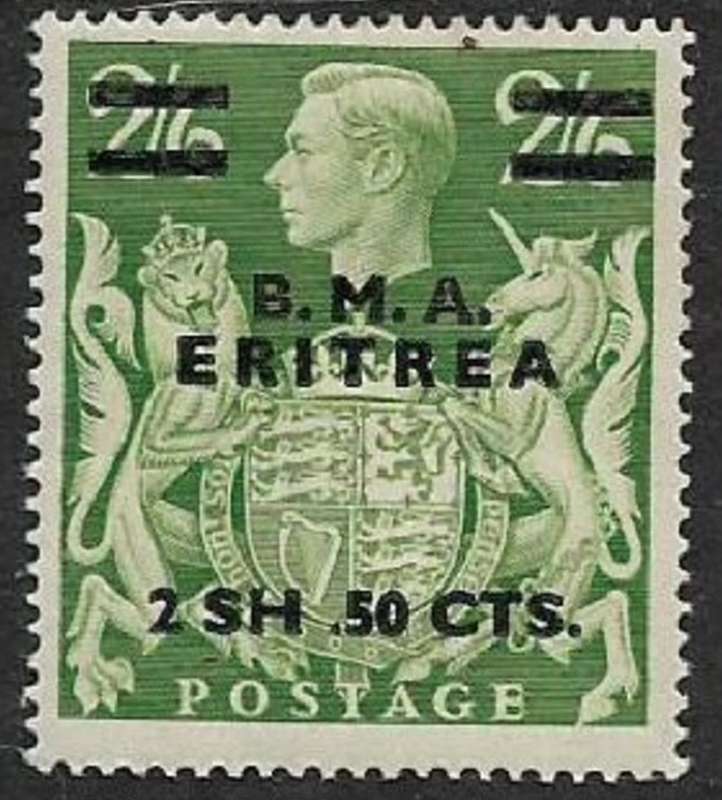 British Occupation of Italian Colonies, 1948, 2sh 50cts, misplaced stop, MH *