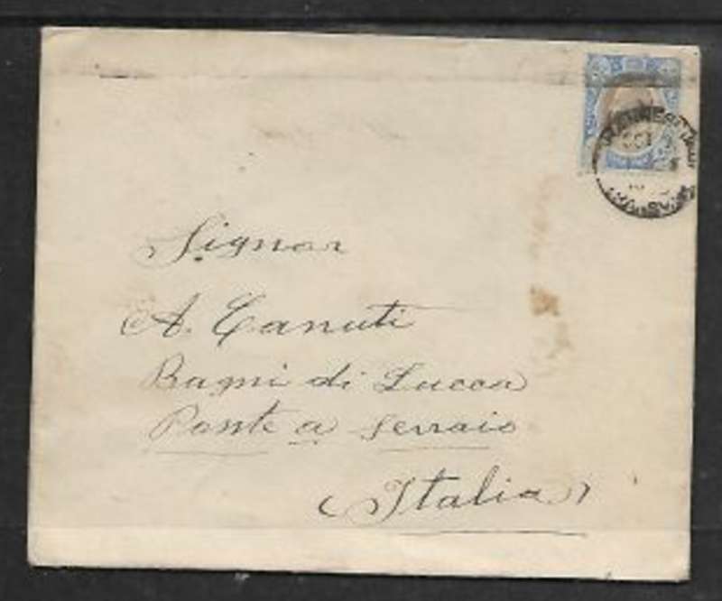 S.Africa, Transvaal cover EVIIR 2 1/2d, JOHANNESBURG OCT 9 1905 > BAGNI DA LUCCA (italy), 31 10