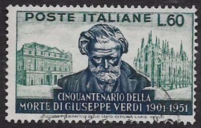 Italy, 1951, Verdi, 50th death anniversary, Lire 60, used