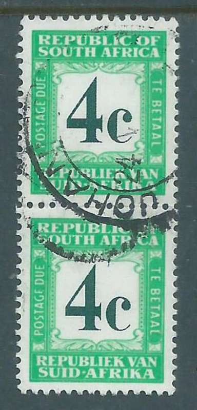 South Africa, Postage Due, 1969 -71, 4 cents, dark green & light green, perf 14 x 14, pair, used