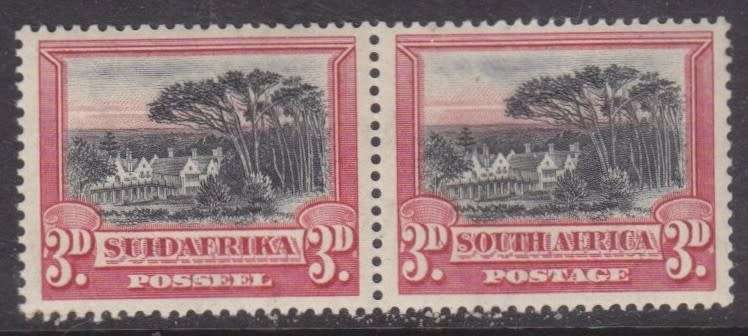 South Africa: 1927, London ptg, 3d, perf 14, horiz pair, MH *