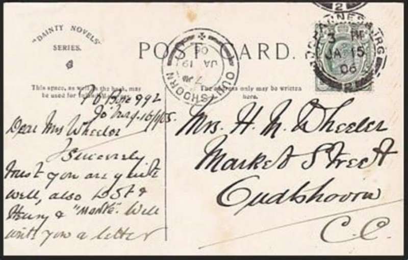 South Africa, PPC, used 1/2d JOHANNESBURG JA 15 06...c.d.s. ,> OUDTSHOORN JA 19 06