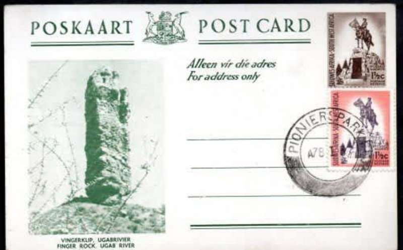 South West Africa, 1 1/2c postal card + 1 1/2c adhesive, PIONEERSPARK78 I 3 c.d.s. philatelic / c.t.