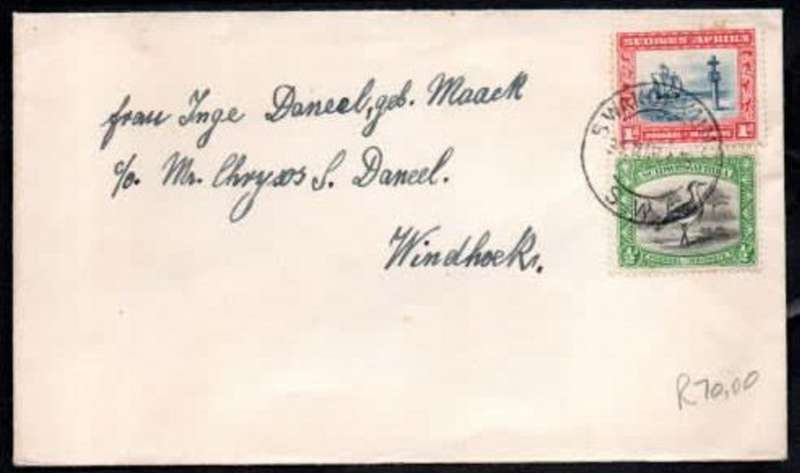 South West Africa, 1 1/2 cover, SWAKOPMUND S.W.A. 31 MR 1949 > Windhoek
