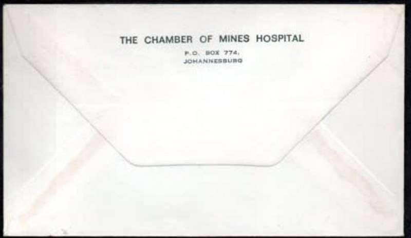 South West Africa, 4c new value, first day, WINDHOEK S.W.A. 1 IV 71 c.d.s. The Chamber of Mines Hosp
