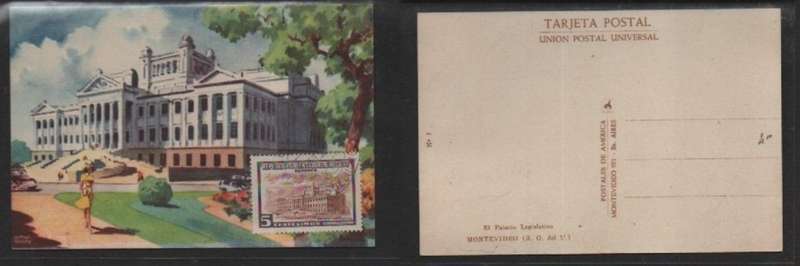 Uruguay, Palacio Legislativo, Montevideo, 5c palace stamp c.t.o. on front