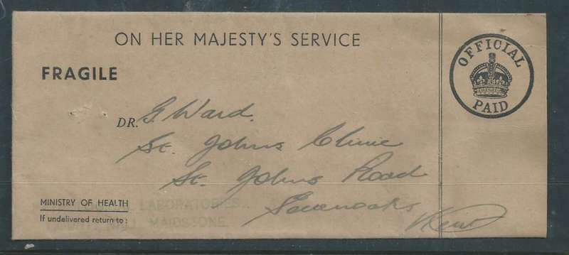 Great Britain GVIR, Ministry of Health, Pathological Laboratory of Maidstone, Kent, > Sevenoaks,