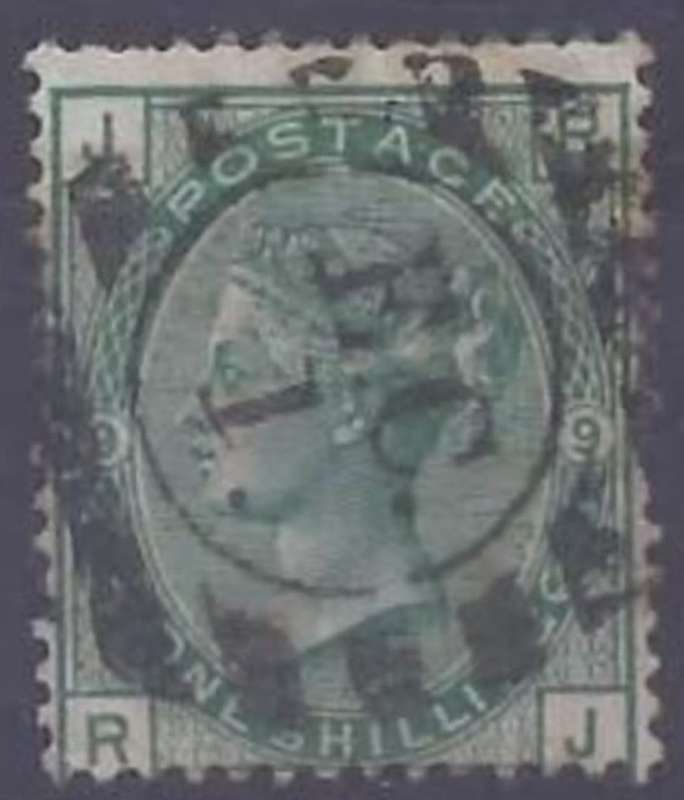 Great Britain, VRI, 1874, 1/ green, plate 9, used EC 1 part duplex