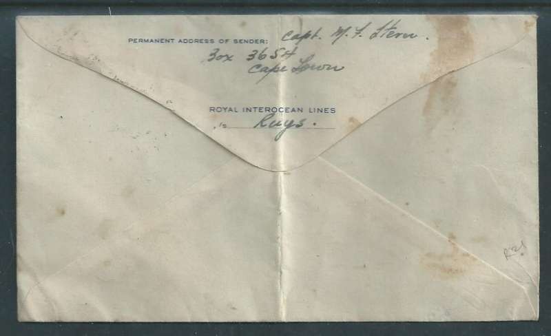 Argentina, Royal Inter Ocean Lines, S.S.RUYS, cover 2 Peso, 15c, ARGENTINA 21. SET 51 c.d.s.> S.Afri