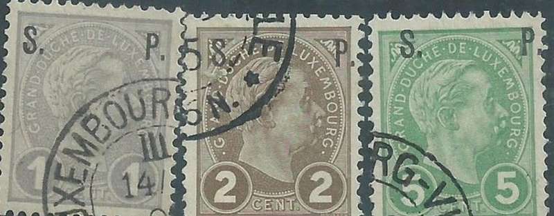 Luxembourg, 1895, 1c, 2c, 5c, Officials, opt S. P., USED