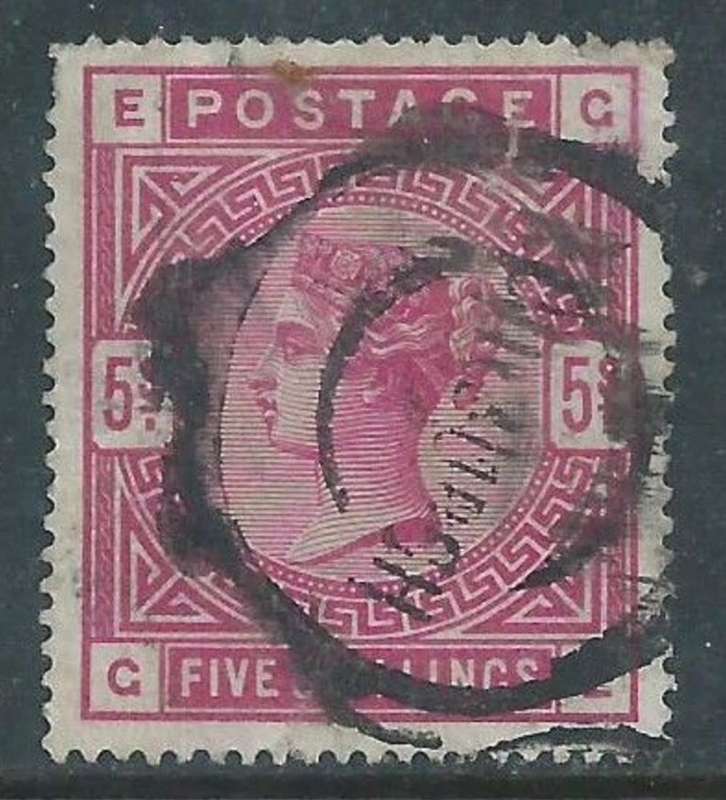 Great Britain, VRI, 1883, 5/ rose on white paper, used