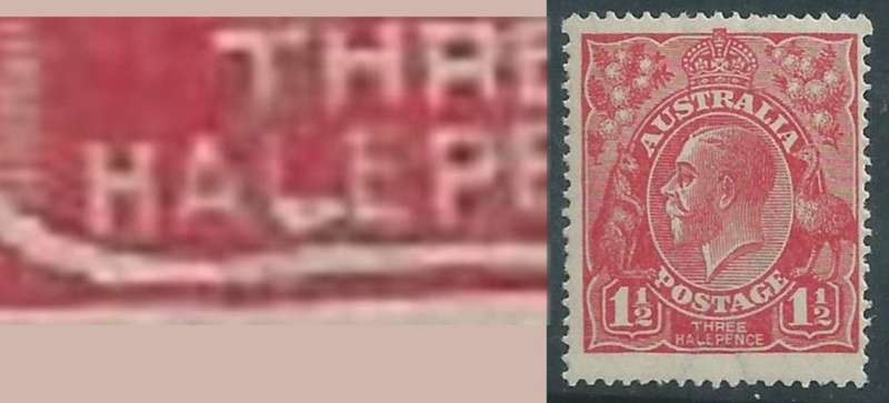 Australia, GVR, heads, 1924 1 1/2d scarlet - HALE pence variety, MH *