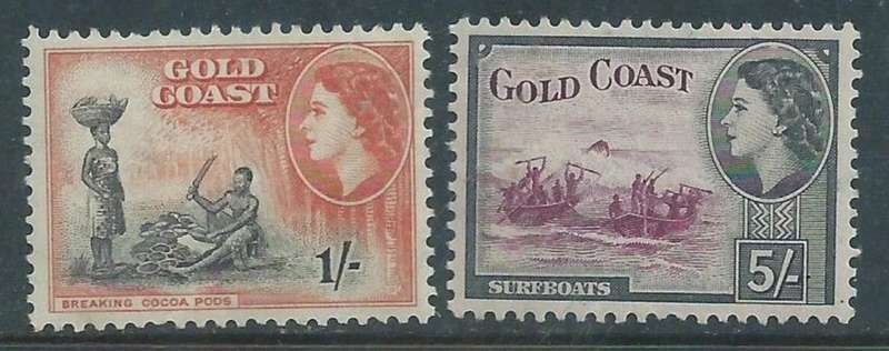 Gold Coast, EIIR, 1954, 1/, 5/, MH *, heavy gum creases
