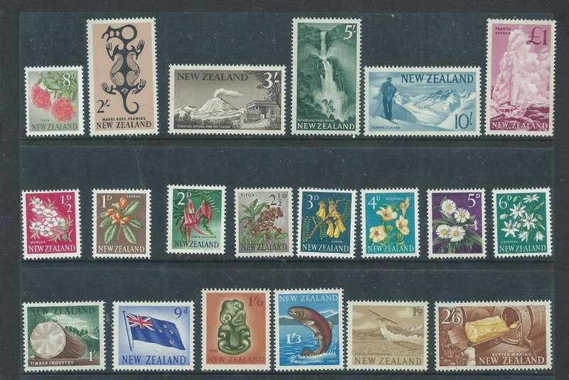 New Zealand, 1960 definitive set minus 7d, 1/2d -  £1, MH *