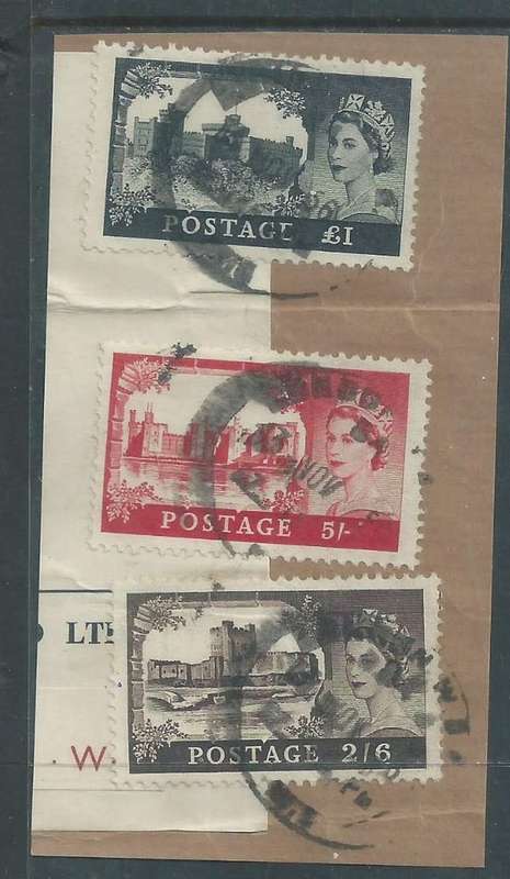 Great Britain, EIIR, Waterlow printing, £1, 5/. 2`6, on fragment, LONON 13 NOV 56 ,c.d,s,