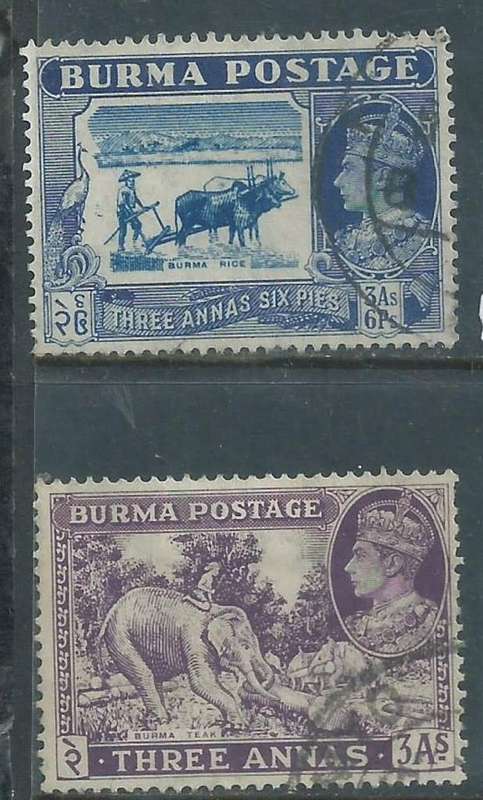 Burma GVIR, 1938, 3a, 3 1/2 a, used