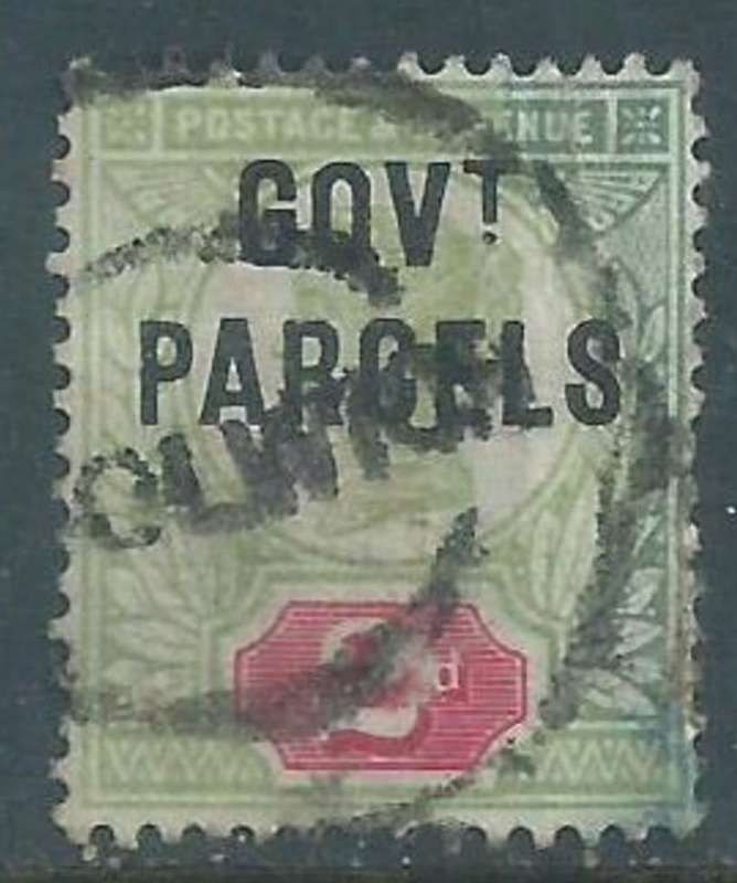 Great Britain, VRI, 1891, GOVT PARCELS opt on 2d, used