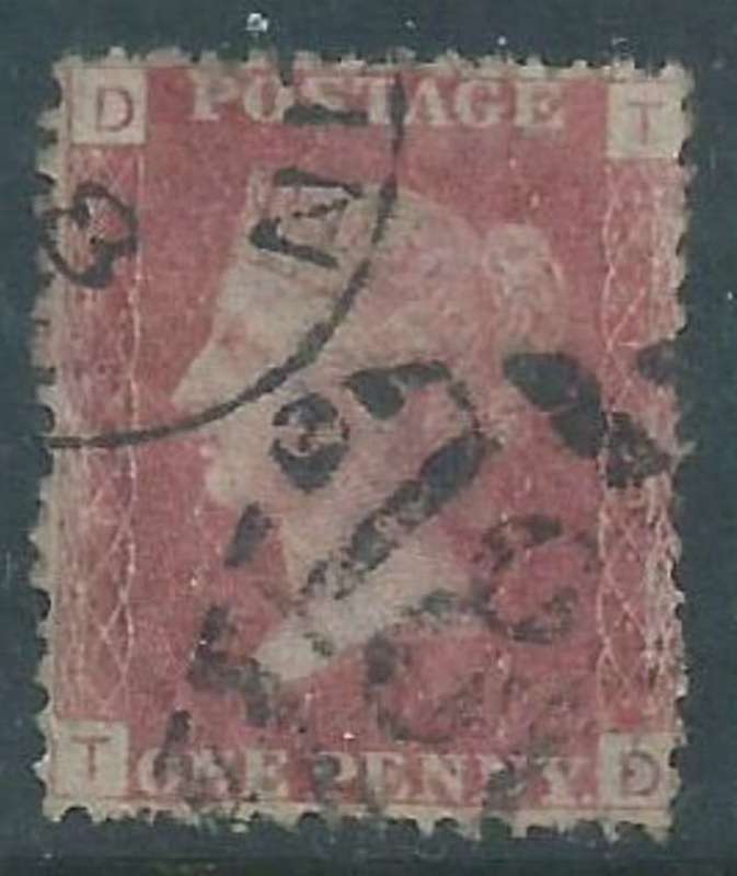 Great Britain, VRI, 1858 -79, 1d red-brown, perforated, Plate 129, used
