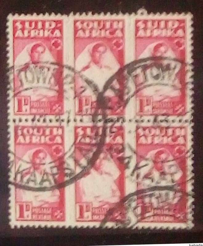 S. Africa, 1943, 1d, block, 2x units of 3, used