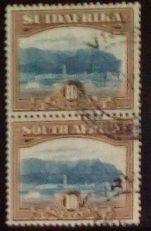 S. Africa 1930, 10/, perf 14x13.5, vertical pair, used