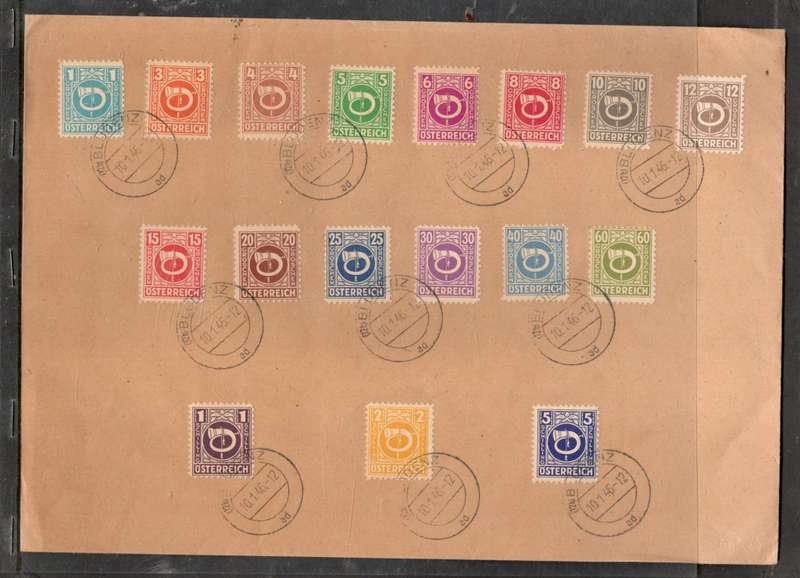 Austria American, British, French Zone,  set of 17, c.t.o. BLUDENZ10.1.46 c.d.si