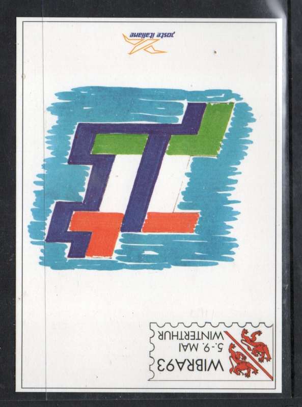 WIBRA 93, stamp exhibition, card for Italy, written upon, not posted