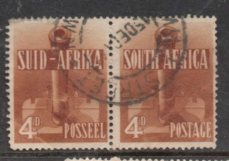 South Africa 1941, 4d, orange -brown, big gun,  used