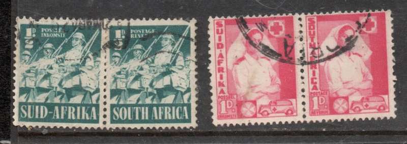 South Africa 1/2d, 1d, large war effort,  used