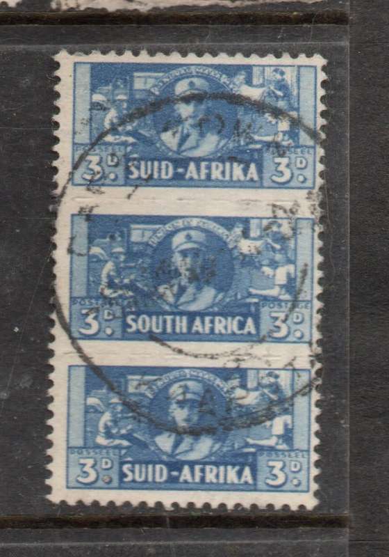 South Africa 1942, 3d, vertical triple unit, used
