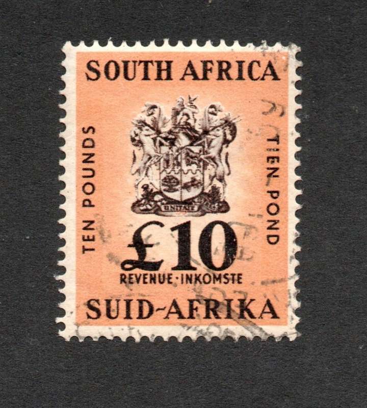 S.Africa, EIIR 1954 - 60, Revenue £10 used