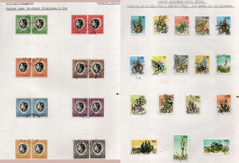 South West Africa 1937 Coronation set used, 1945 Victory FDC, 1973Adolf jenseh FDC, 1973 succulents