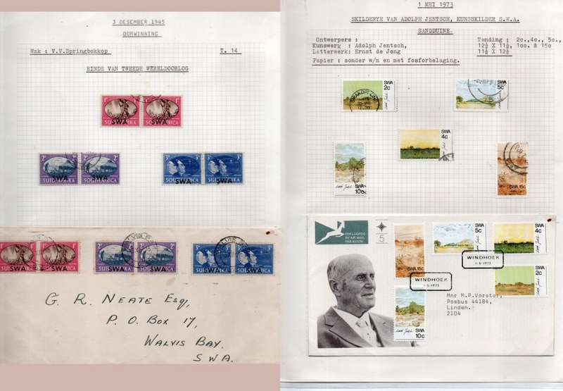 South West Africa 1937 Coronation set used, 1945 Victory FDC, 1973Adolf jenseh FDC, 1973 succulents