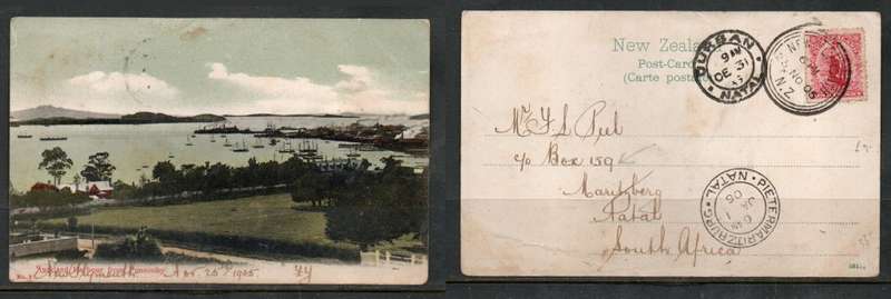 New Zealand Auckland Harbour from Ponsonby NEW PLYMOUTH > PIETERMARITZBURG S.Africa, DURBAN transit