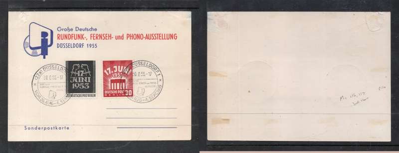 Germany, RANDFUNK FERNSEH und PHONO-AUSSTELLUNG DUSSELDORF 30 8 55c.d.s.