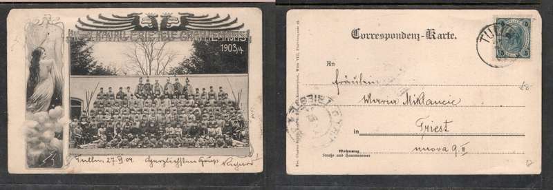 Austria PPC Cavalry Telegraph Course 1903 / 4, used 5h TULLN 27 6 04 c.d.s