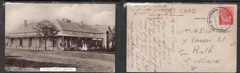 South Africa Victoria Hospital Mafeking,used 1d, KOSTER  24 MAR ?? > U.S.A. Photo, Boer War image