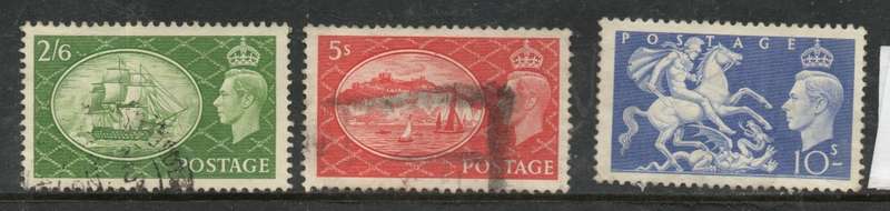 Great Britain, GVIR, 1951 Festival high values, 2s6s, 5, 10/, used