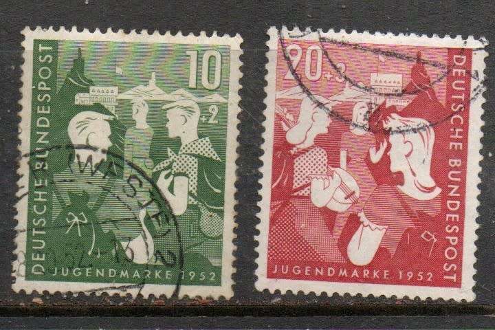 Germany 1950, Yourh, 10 _ 2 pf, 20 _ 3 pf, used
