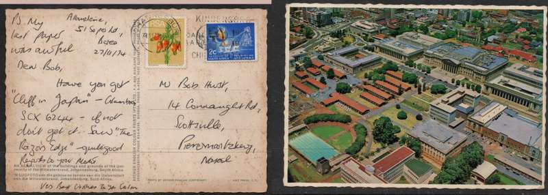 South Africa, Witwatersrand University, used, 4c, local,  JOHANNESBURG 1974