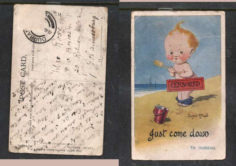 Donald McGill, Just come down to Durban, child ? humour, used