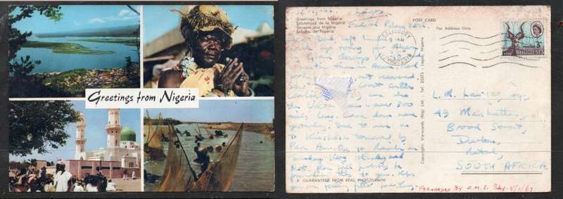 Greetings from Nigeria, multiview, used 1967 SALISBURY RHODESIA > S.Africa