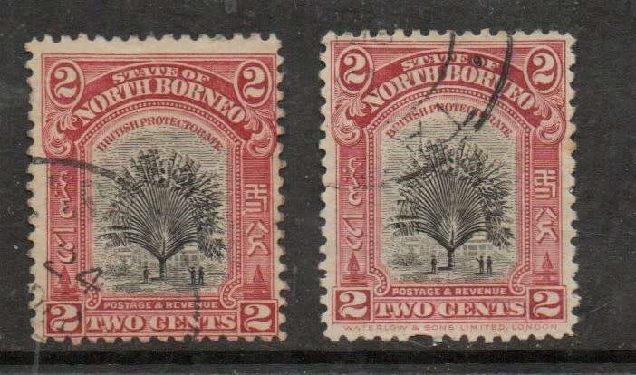 North Borneo 1929, 2c x 2, shades, used