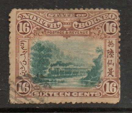 North Borneo 1905, 16c, s, barred oval used