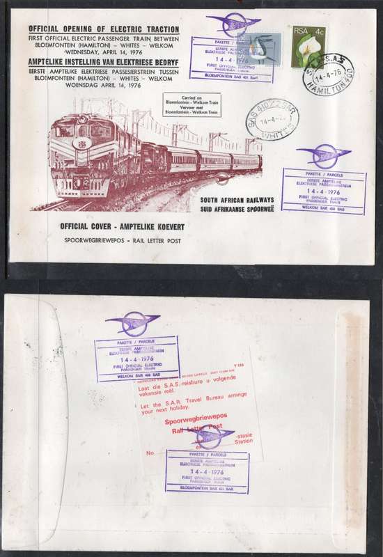 South Africa1st official  electric service BLOEMFONTEIN WHITES WELKOM APRIL 14 1976