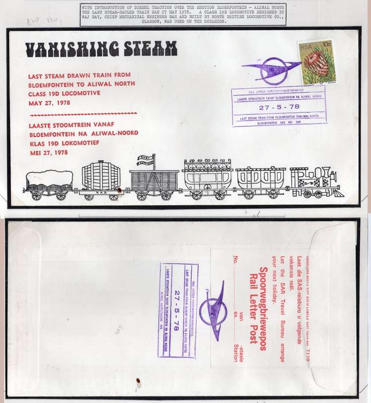 South Africa1st Last steam train from BLOEMFONTEIN to ALIWAL NORTH MAY 27 1978
