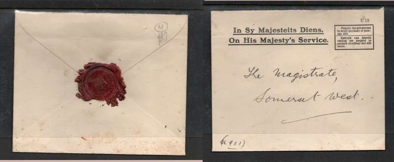 South Africa, GVR O.H.M.S. envelope, PUBLIC WORKS DEPT CAPE TOWN wax seal